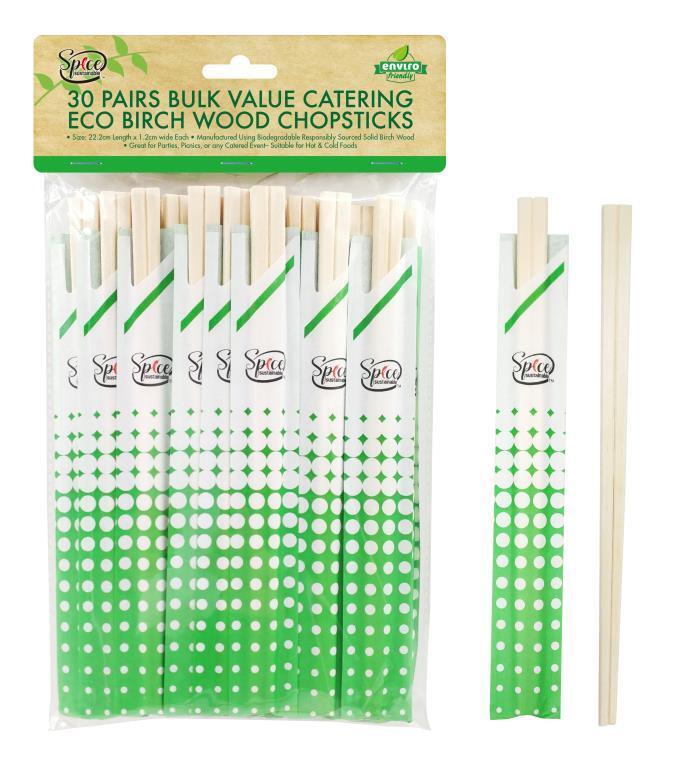 30 Pairs Classic Asian Eco Chopsticks Wooden Wood Dinner Home Party Gift 22.2cm