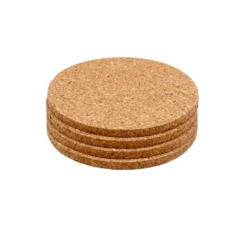4x Cork Style Coasters Round Holder Cup Drink Table Glass Coffee 9CMx9CMx0.5CM