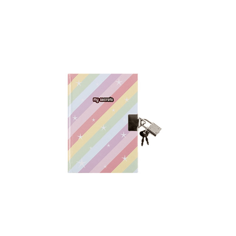 A6 Notebook Hard Cover Printed with lock 4 Assorted Kids Design Diaries Rainbow