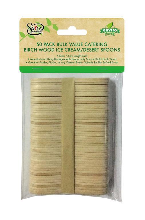 50 x Eco Wooden Disposable Ice Cream Dessert Stick Spoon Popsicle Party Craft