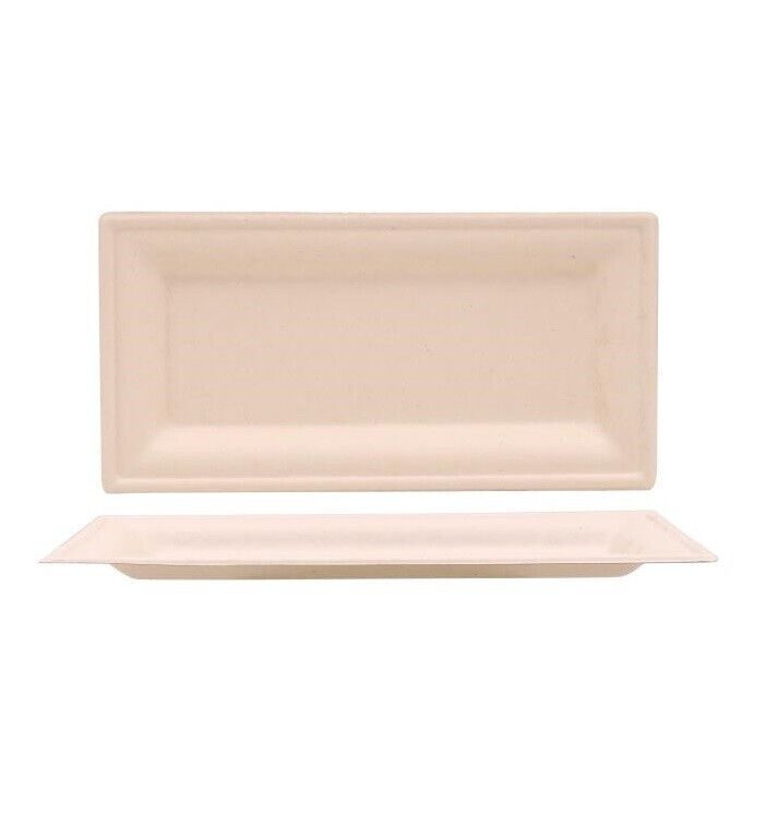 6PK ECO Biodegradable Catering Plates 26CM x 13CM Disposable Serving Platter