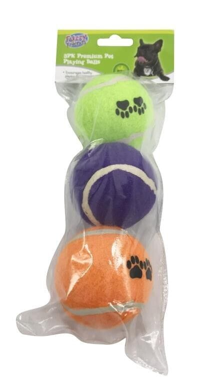 Fuzzy Friends Dog Toys Dog Tennis Balls 6.35cm Tennis Balls 3 Pack Launcher Toy Pet Play Outdoor