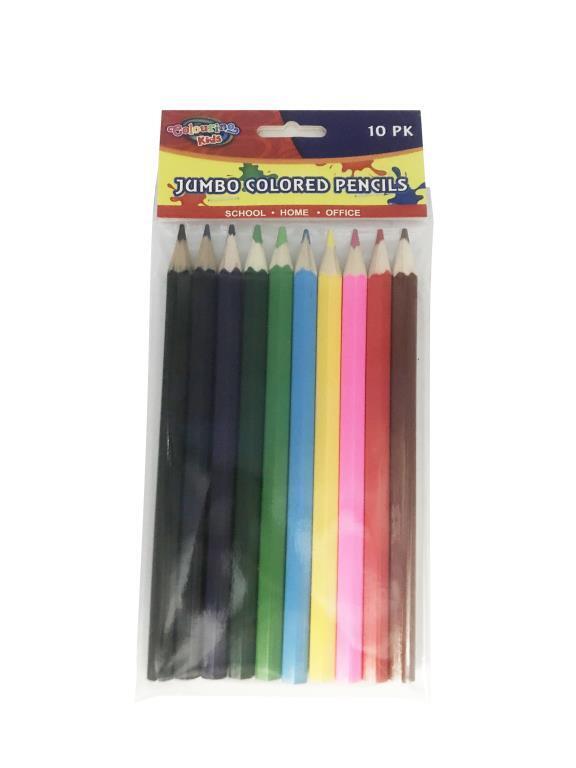 10 Colour Premium Jumbo Pencils Drawing Art Colouring Sketching School Office