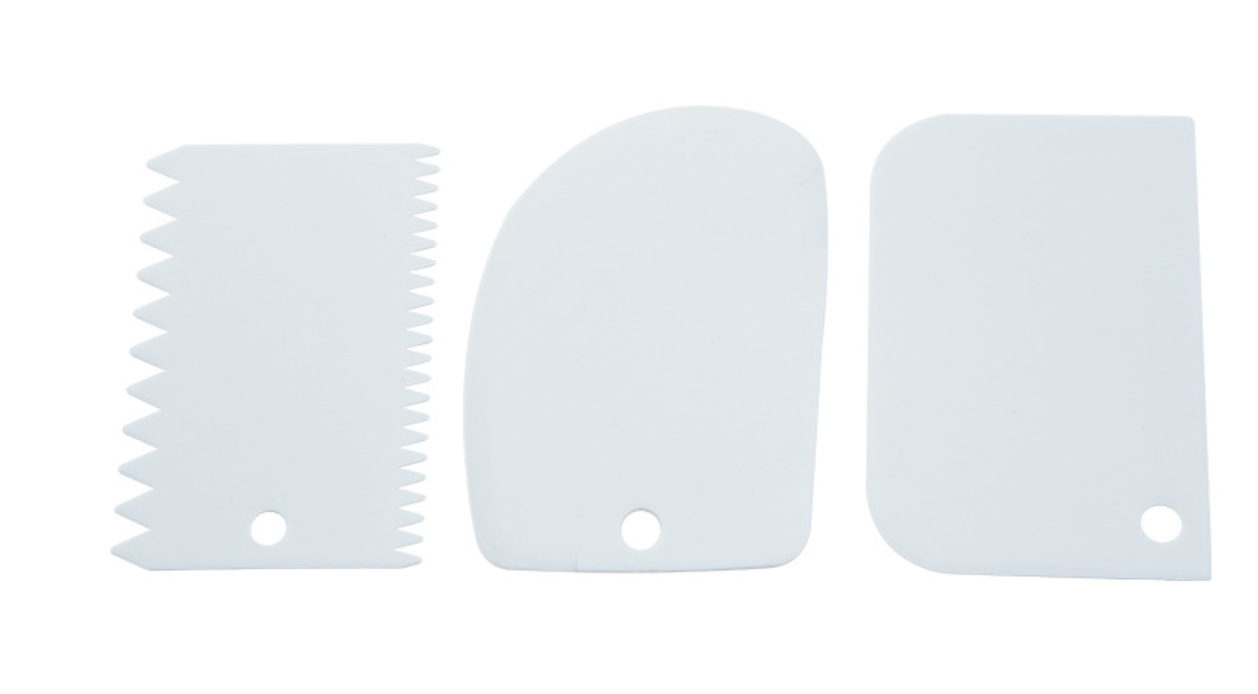 3X Plastic Dough Scraper Fondant Pastry Butter Cutter Cake Icing Kitchen Tool