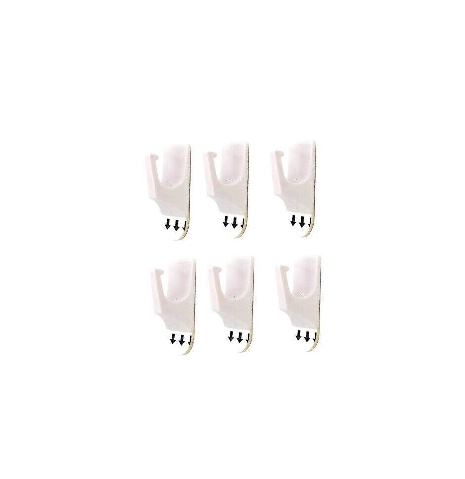 6x Removable Hooks White Self Adhesive Wall Hanging Hook Up To 1.5KG Tiles Glass