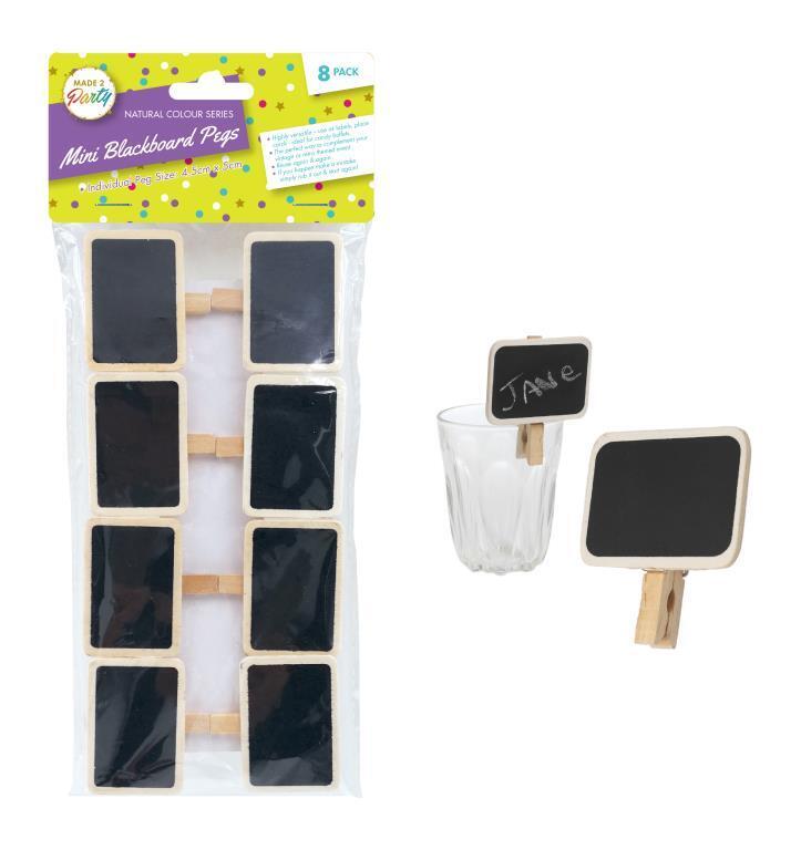 8Pcs Mini Message Blackboard Pegs Chalkboard Wood Craft Clips Vintage Retro Kids