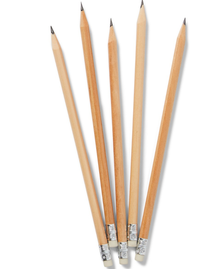 5x HB Lead Pencils with Eraser Rounded Wooden Style School Art Office stationery