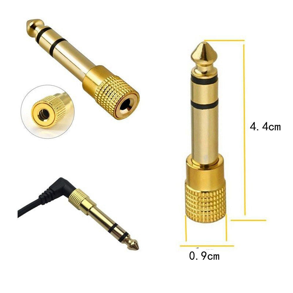 Headphone Aux Gold 3.5mm Jack Socket to 6.5mm Plug Audio Converter Earphone
