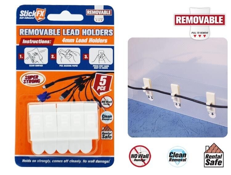 5x Cable Removable Adhesive Cord Management Car Wire Line Holder Organizer