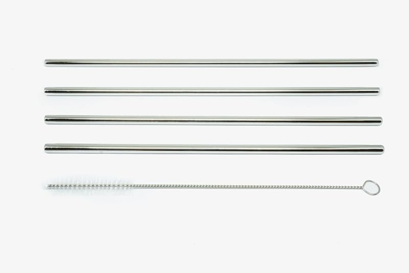 8X Stainless Steel Metal Drinking Straw Straight Bend Reusable Washable 2 Brush