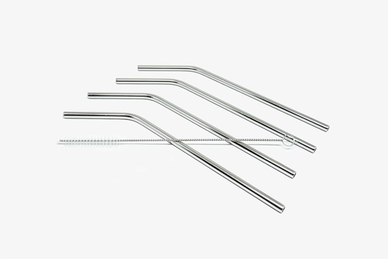 8X Stainless Steel Metal Drinking Straw Straight Bend Reusable Washable 2 Brush