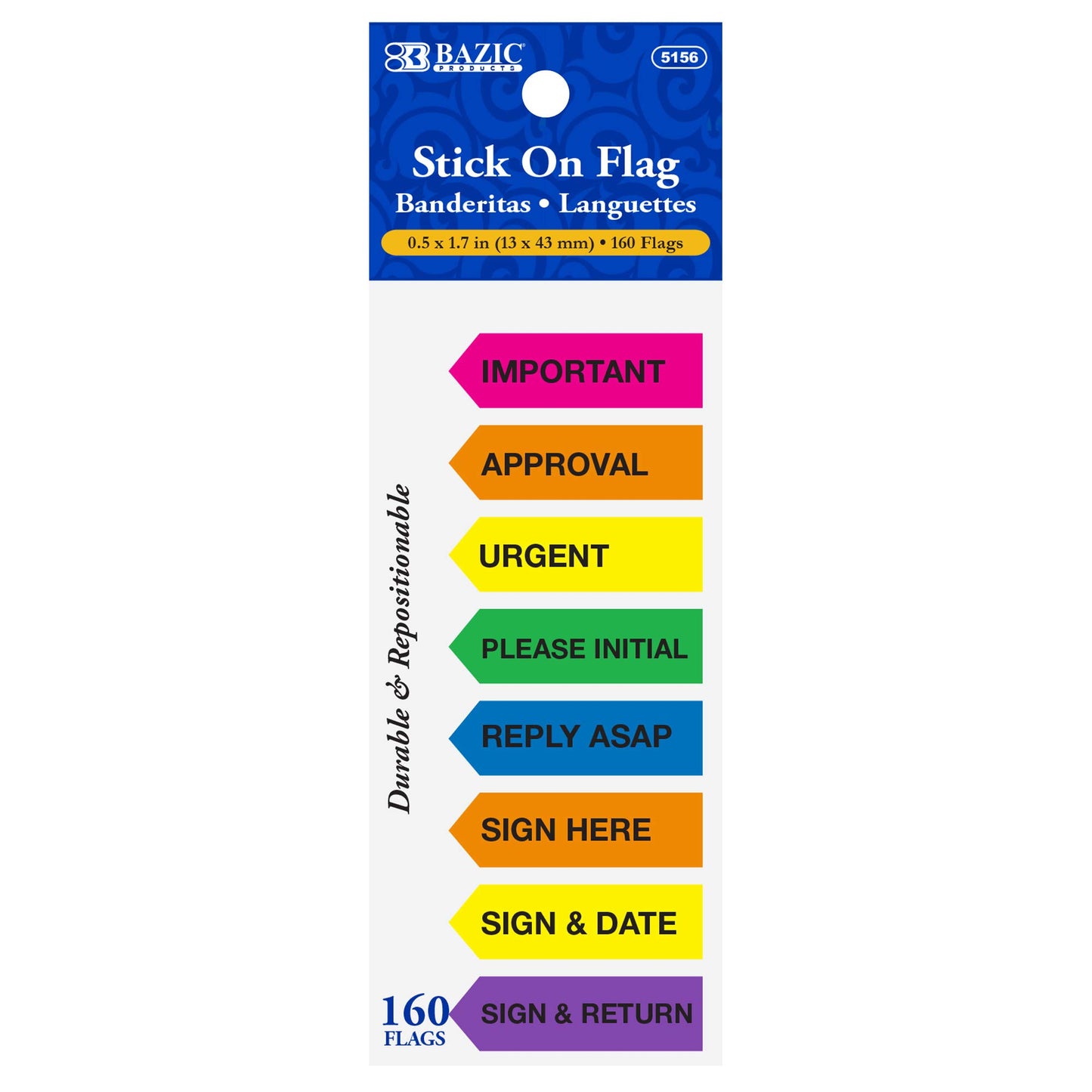 BAZIC 20 Ct. 0.5" X 1.7" Printed Arrow Flags (8/Pack)