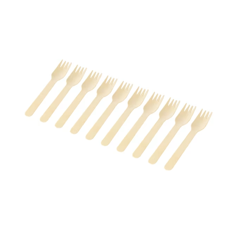 10pcs Wooden Fork Cutlery Disposable Bamboo Wood Party Eco Tableware Kitchen BBQ