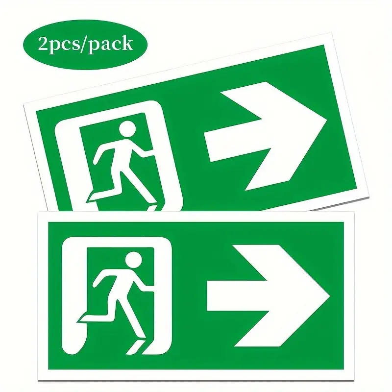 2x Right Side Exit Sign Sticker Emergency Decal Office Warehouse Work Door Vinyl