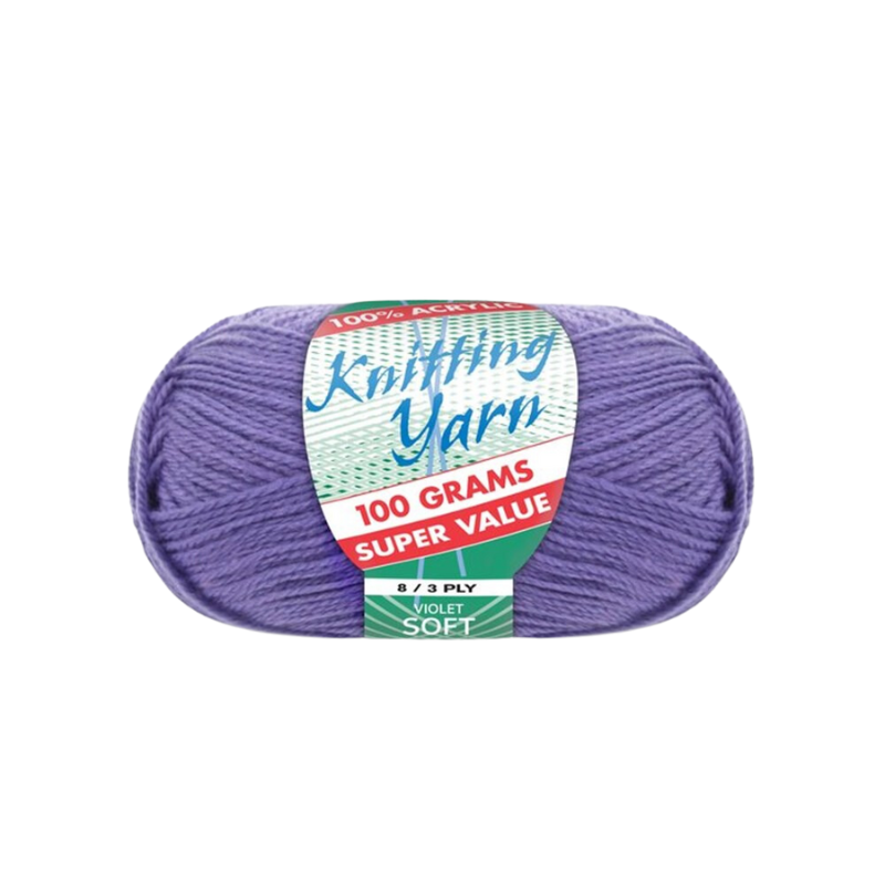 100g Violet Soft Knitting Yarn 100% Acrylic Solid 8/3 ply Skein Craft Crochet