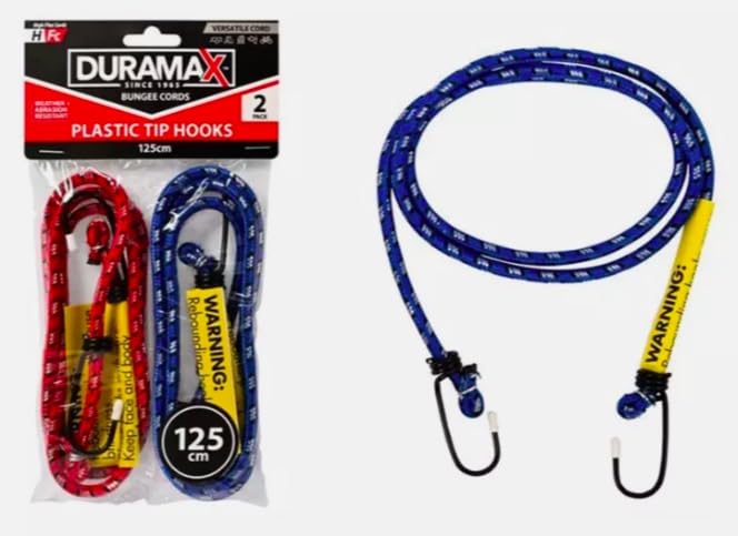 2X Bungee Cord Straps Rubber Coated Tie Down Metal Hooks Trailer Heavy Duty