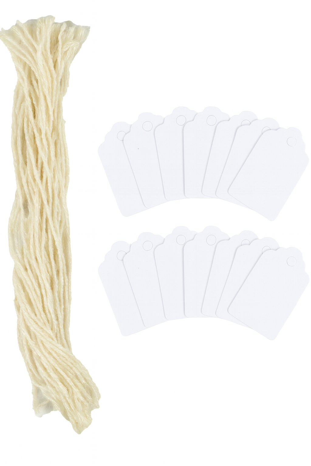 50 White Paper Jewelry Clothes Gift Craft Label Price Tags With String 37x23mm