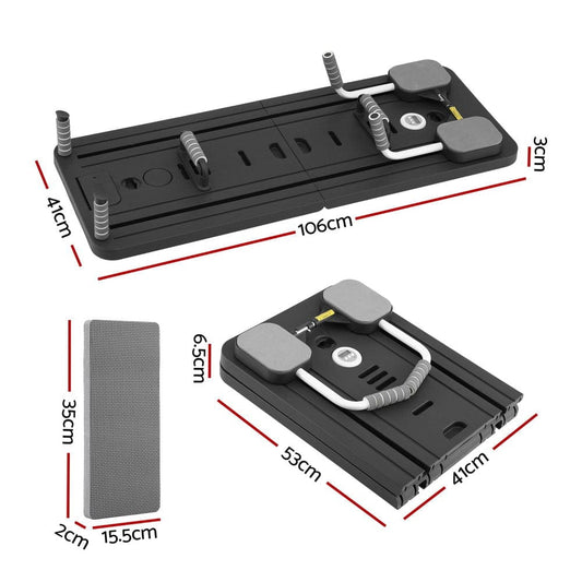 Everfit Pilates Reformer Abdominal Exercise Board Push Up Set Fitness Black