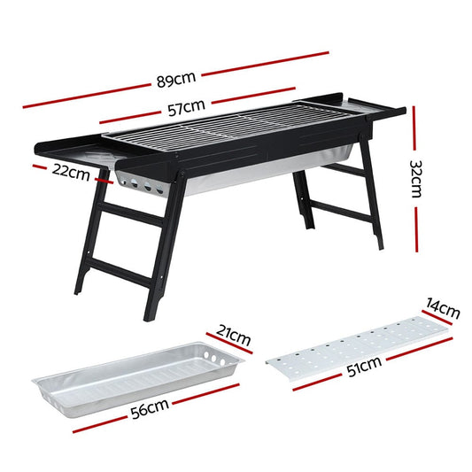 Grillz Charcoal BBQ Grill Smoker Portable Barbecue Outdoor Foldable Camping