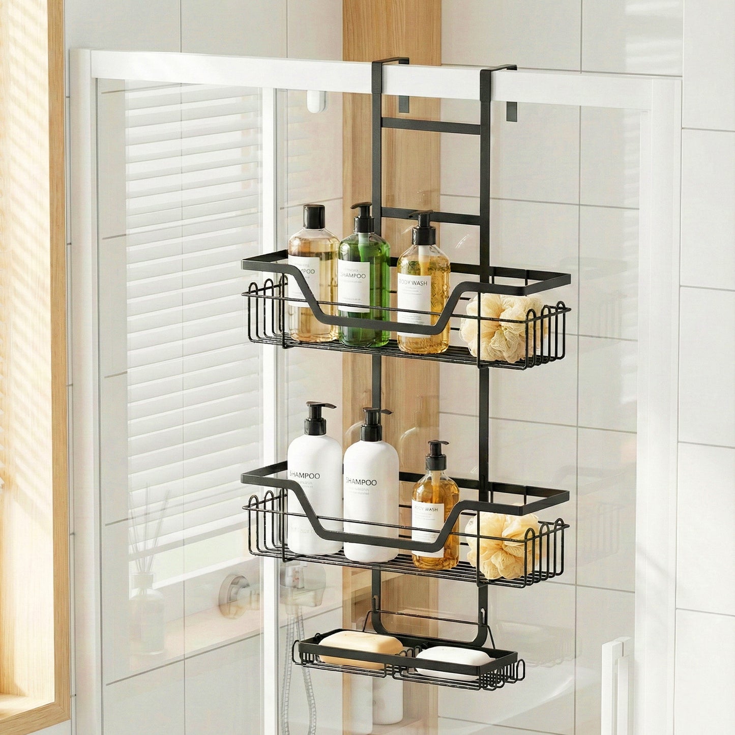 Artiss 3 Tier Over The Door Shower Caddy Hanging Bathroom Storage Organizer