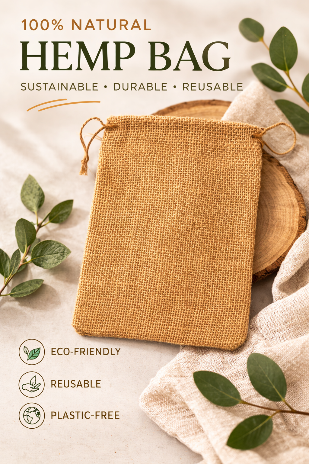 15.2x20.3cm Brown Hemp Favour Bag Drawstring Burlap Jute Craft Gift Pouch Rustic