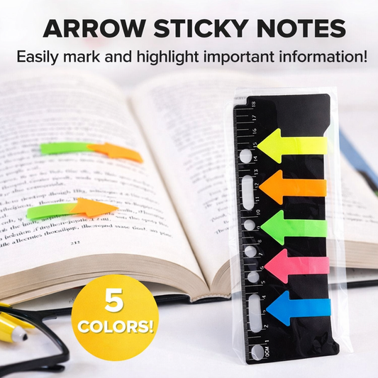 100 Sticky Flags Note Pad 5 Colours Arrow Sign Pack of 100