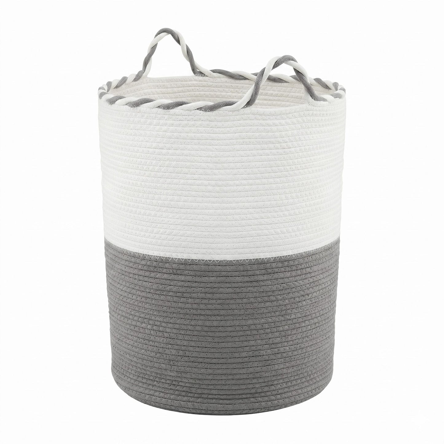 Artiss Woven Laundry Basket with handles Foldable White & Grey