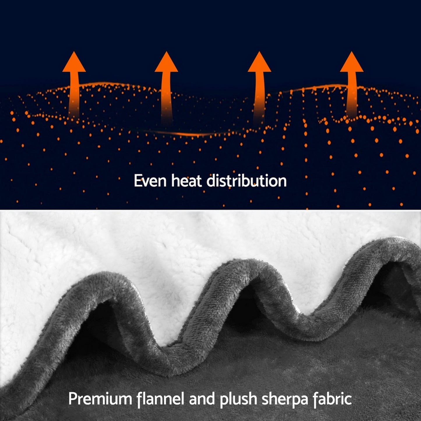 Giselle Electric Throw Rug Heated Blanket Washable Snuggle Flannel Winter Grey