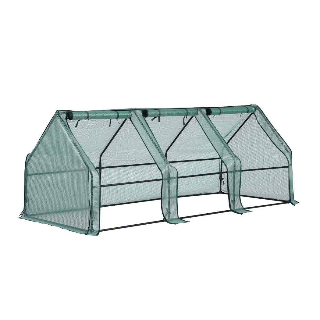 Green Fingers Mini Greenhouse 240x90x90cm Steel Frame PE Cover Outdoor Shelter