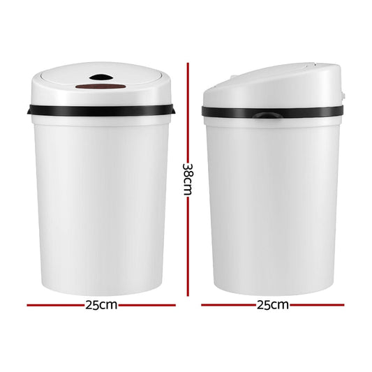 Devanti Sensor Bin Motion Rubbish Bins Kitchen Automatic Trash Can White 9L