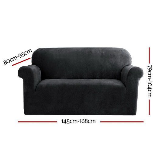 Artiss Sofa Cover Couch Covers 2 Seater Velvet Black