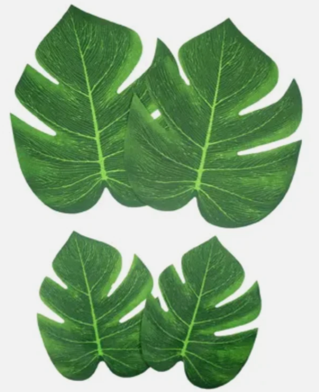 Tropical Craft Foam Leaves 4 Pack Jungle Party Home Wall Decor Monstera Leaf