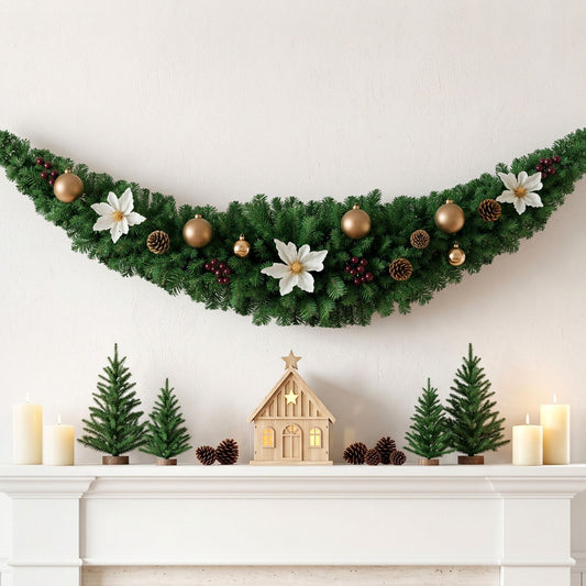 Jingle Jollys Occasions > Christmas > Christmas Wreaths & Garlands Jingle Jollys 2.4m Christmas Garland Xmas Decorations Green Wedding Party