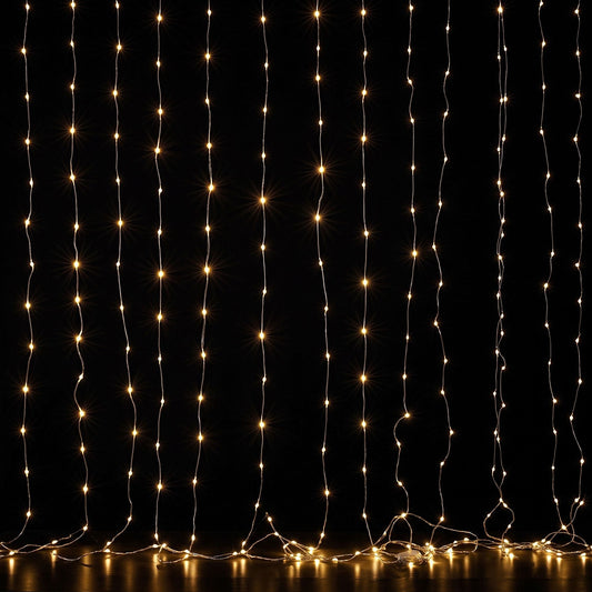 Jingle Jollys Occasions > Christmas > Outdoor Decorations & Lights Jingle Jollys 3X3M Christmas Lights Curtain String Light 300 LED Warm White