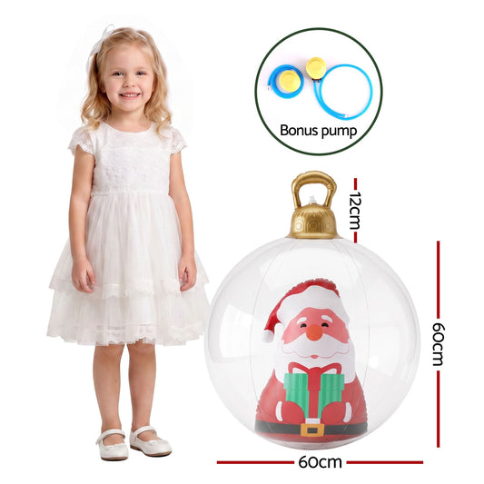 Jingle Jollys Occasions > Christmas > Christmas Decorations Jingle Jollys Christmas Inflatable Ball 60cm Santa Decoration Giant Bauble Clear