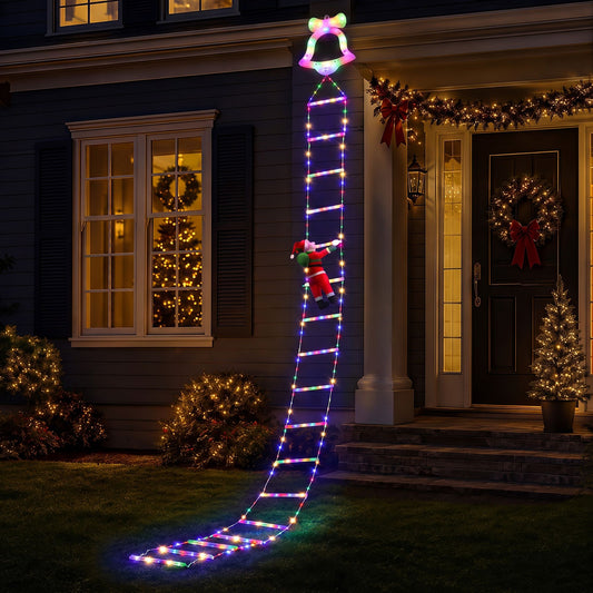 Jingle Jollys 3.5M Christmas Lights 300 LED Ladder Light with Santa Claus Decor