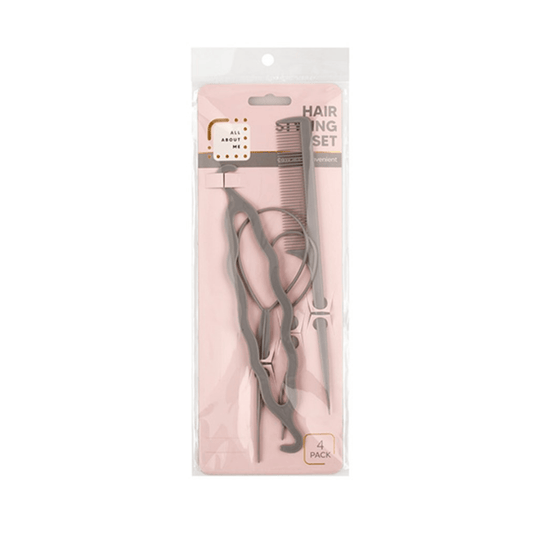 All About Me 4pk Hair Styling Updo Tool Set DIY Comb Roller Bun Topsy Tail Braid Maker Loop