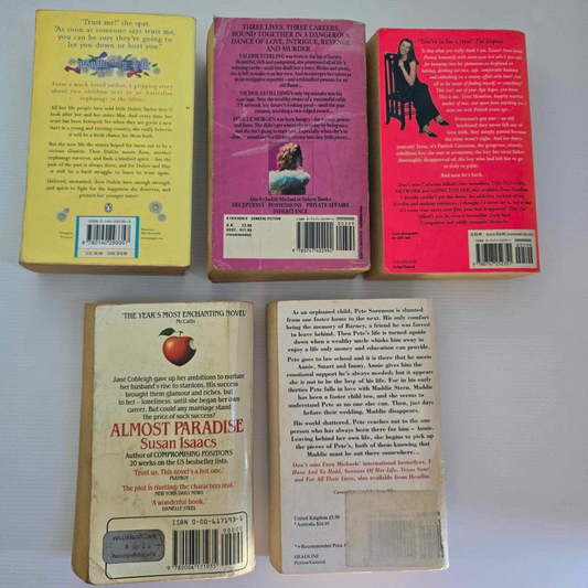 Alona.com.au 5 x Romance Fiction Novel Library Books Mixed Authors Paperback Bundle Lot