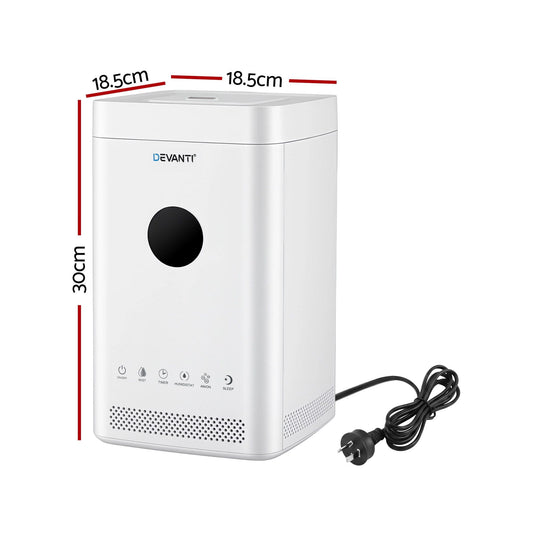 Alona.com.au Appliances > Aroma Diffusers & Humidifiers > Humidifiers Devanti Ultrasonic Humidifier Air Purifier Top Fill Auto Humidity 3.5L White