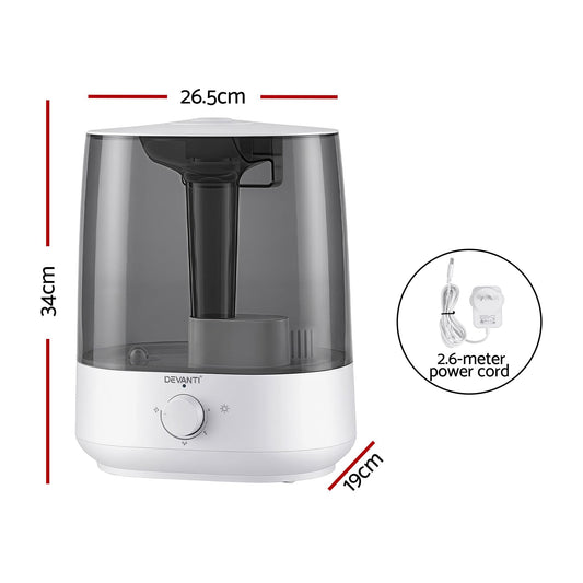 Alona.com.au Appliances > Aroma Diffusers & Humidifiers > Humidifiers Devanti Ultrasonic Humidifier Aroma Diffuser Top Fill Quiet Bedroom 6L