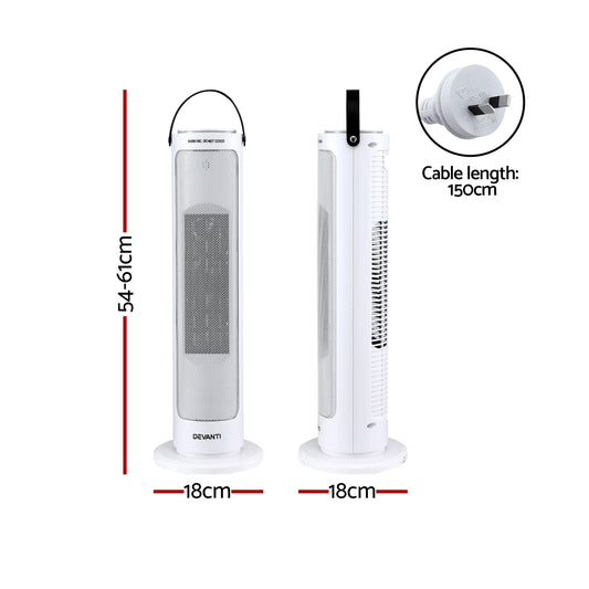 Alona.com.au Appliances > Heaters > Electric Heaters Devanti 2000W Ceramic Tower Heater Space Heaters Oscillating Indoor White