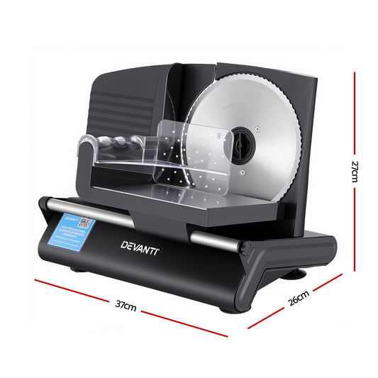 Alona.com.au Appliances > Kitchen Appliances > Kitchen Appliance Accessories Devanti Meat Slicer Bread Vegetable, 200W Power 0-15mm Adjustable Easy Clean Stable Stainless Steel Blade Food Slicer for Kitchen Commercial, Black