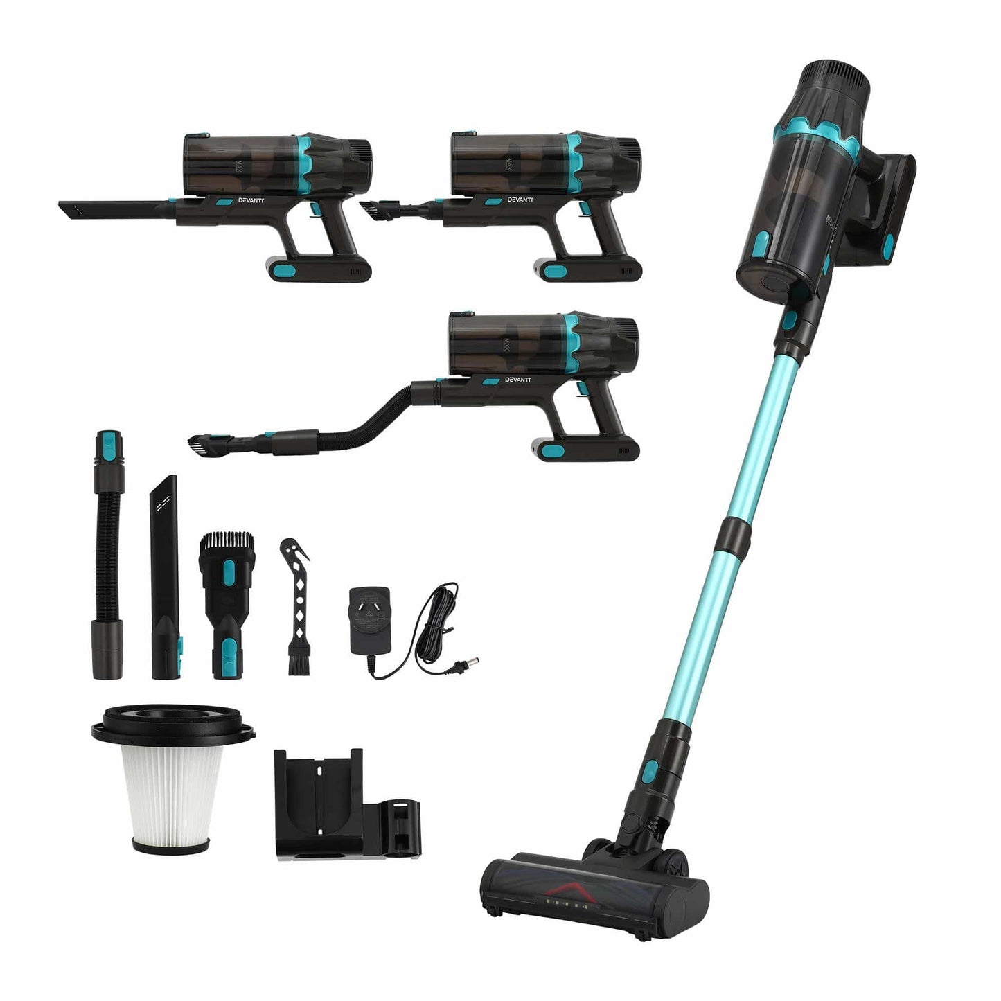 Alona.com.au Appliances > Vacuum Cleaners > Stick Vacuums DEVANTI 30000Pa Cordless Stick Vacuum Cleaner 4-in-1 Handheld Vac, Green