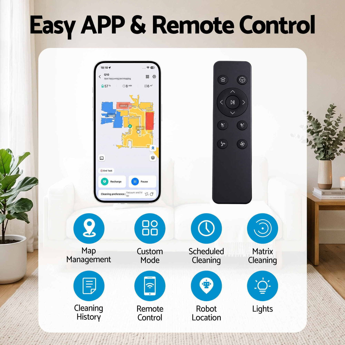 Alona.com.au Appliances > Vacuum Cleaners > Vacuums DEVANTI Robot Vacuum and Mop, APP Control 6000Pa LDS Laser 3-in-1 Cleaning