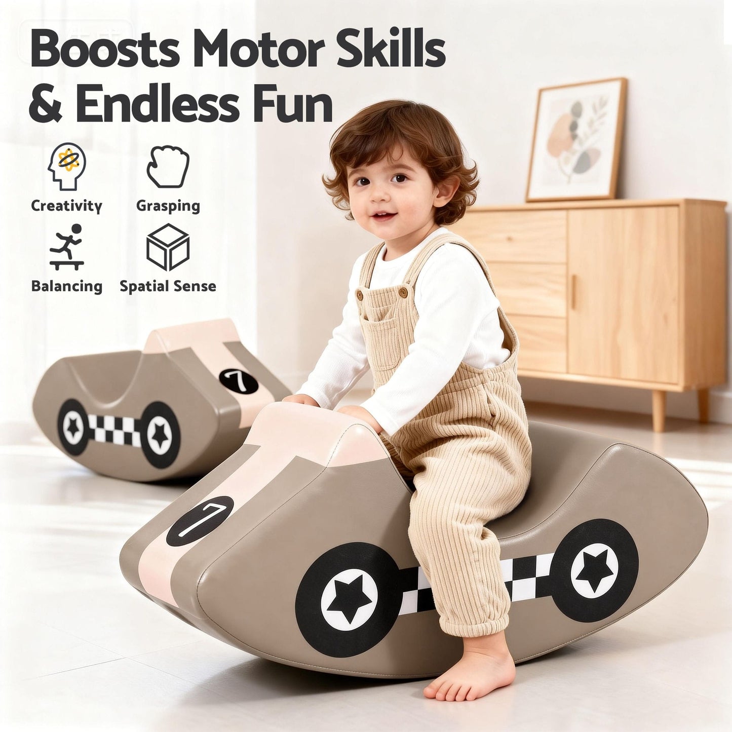 Alona.com.au Baby & Kids > Baby & Kid's Toys > Activity Toys Keezi Kids Climbing Blocks Foam Toddler Playset Soft Indoor Indoor Climbing Toy Rocker Khaki
