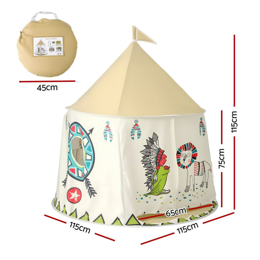 Alona.com.au Baby & Kids > Baby & Kid's Toys > Pretend Play Keezi Kids Play Tent Playhouse Castle with Window Flag Carry Bag 115cmx115cm
