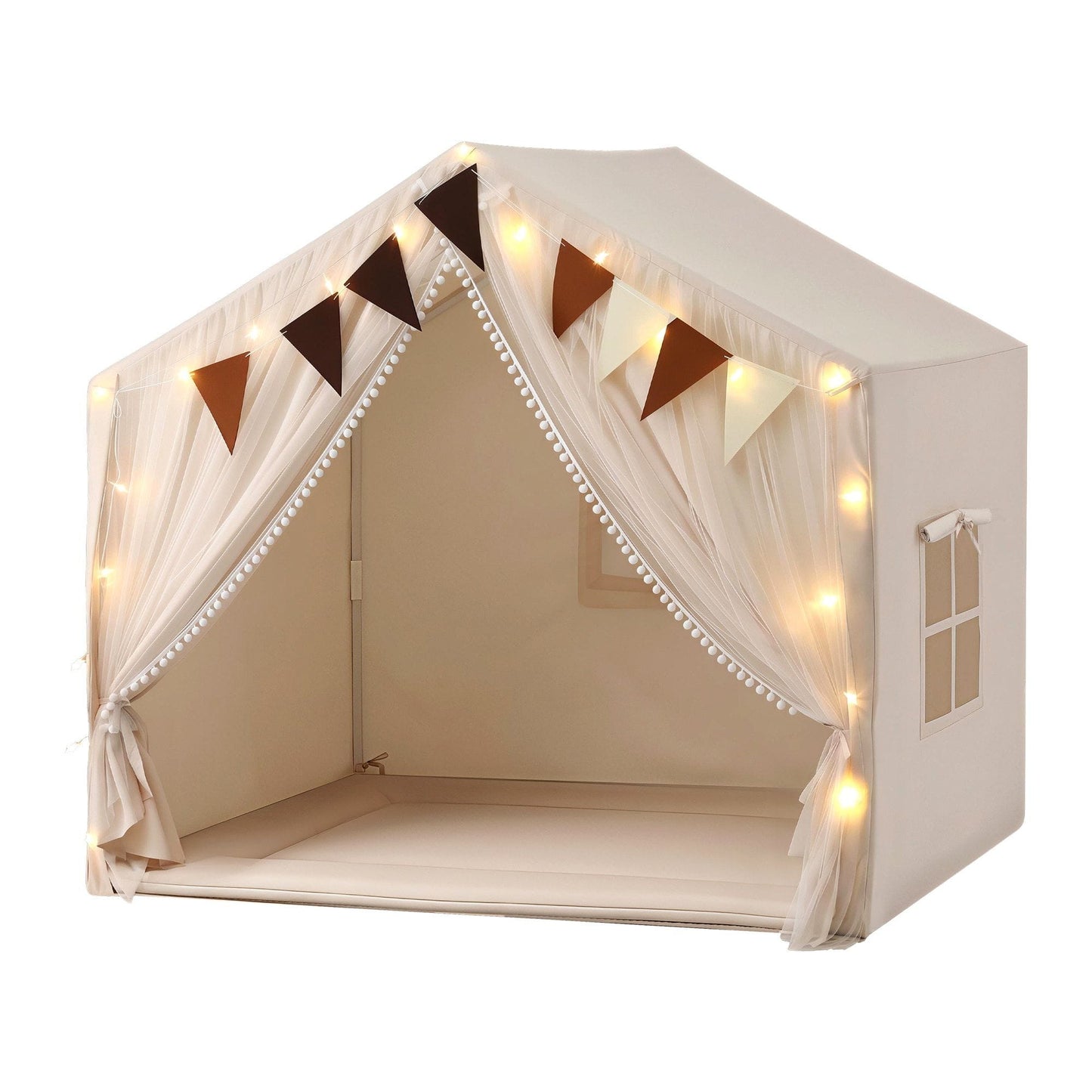 Alona.com.au Baby & Kids > Baby & Kid's Toys > Pretend Play Keezi Kids Play Tent with Star Lights Windows Flag 144cmx95cm Playhouse
