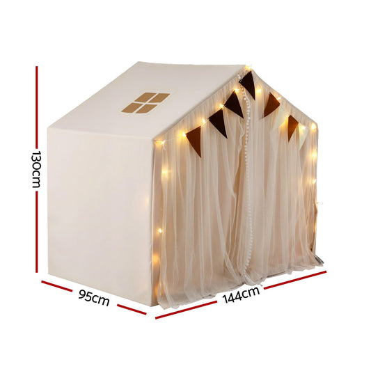 Alona.com.au Baby & Kids > Baby & Kid's Toys > Pretend Play Keezi Kids Play Tent with Star Lights Windows Flag 144cmx95cm Playhouse