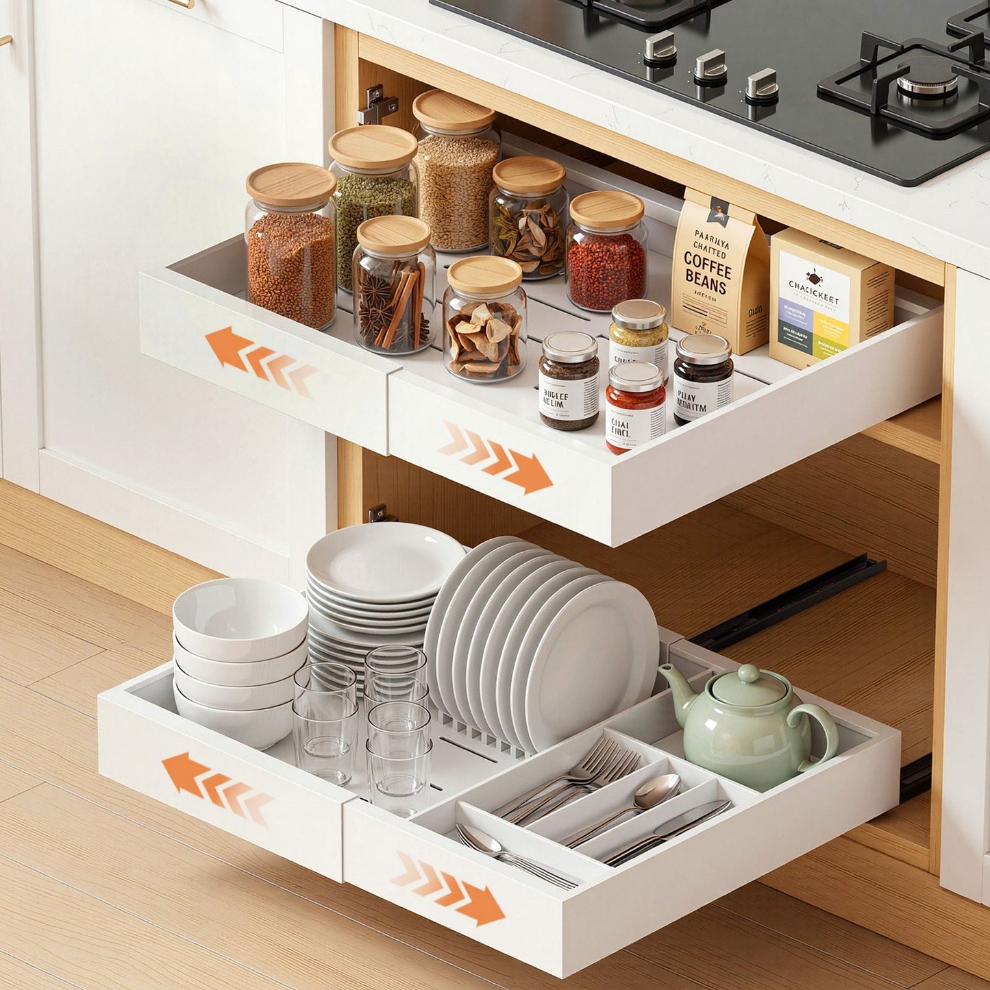 Alona.com.au Furniture > Bathroom > Bathroom Cabinets, Cupboards & Storage Artiss 2 Pack Pull Out Drawers for Cabinets Expandable Cabinet Organizer White