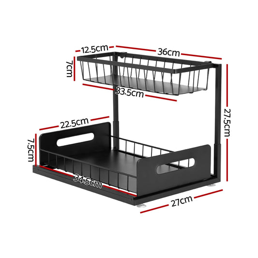 Alona.com.au Furniture > Bathroom > Bathroom Cabinets, Cupboards & Storage Artiss Under Sink Organizer Storage L Shape 1 Pull Out Drawers Kitchen Cabinet Shelf